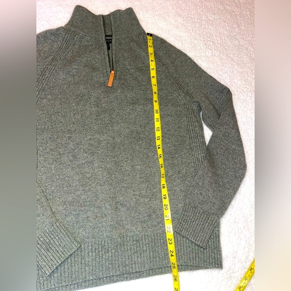 Banana Republic Italian Wool Blend Quarter Zip Heather Green Sweater Mens Medium - Picture 5 of 7